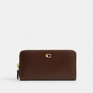 Coach Accordion Zip Wallet Calf Leather/Brass/Maple | COH865502