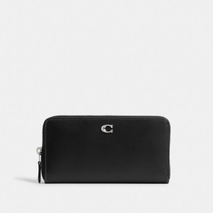 Coach Accordion Zip Wallet Calf Leather/Silver/Black | COH865525