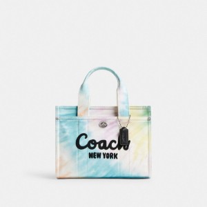 Coach Cargo Tote Bag 26 With Rainbow Tie Dye Print Canvas/Silver/Multi | COH865105