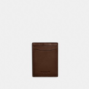 Coach Money Clip Card Case Dark Saddle | COH866757