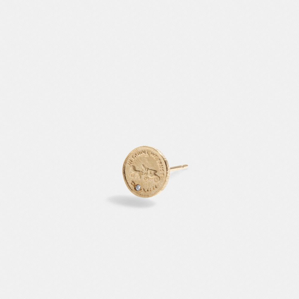 Coach 14 K Gold Coin Single Stud Earring Gold | COH866109