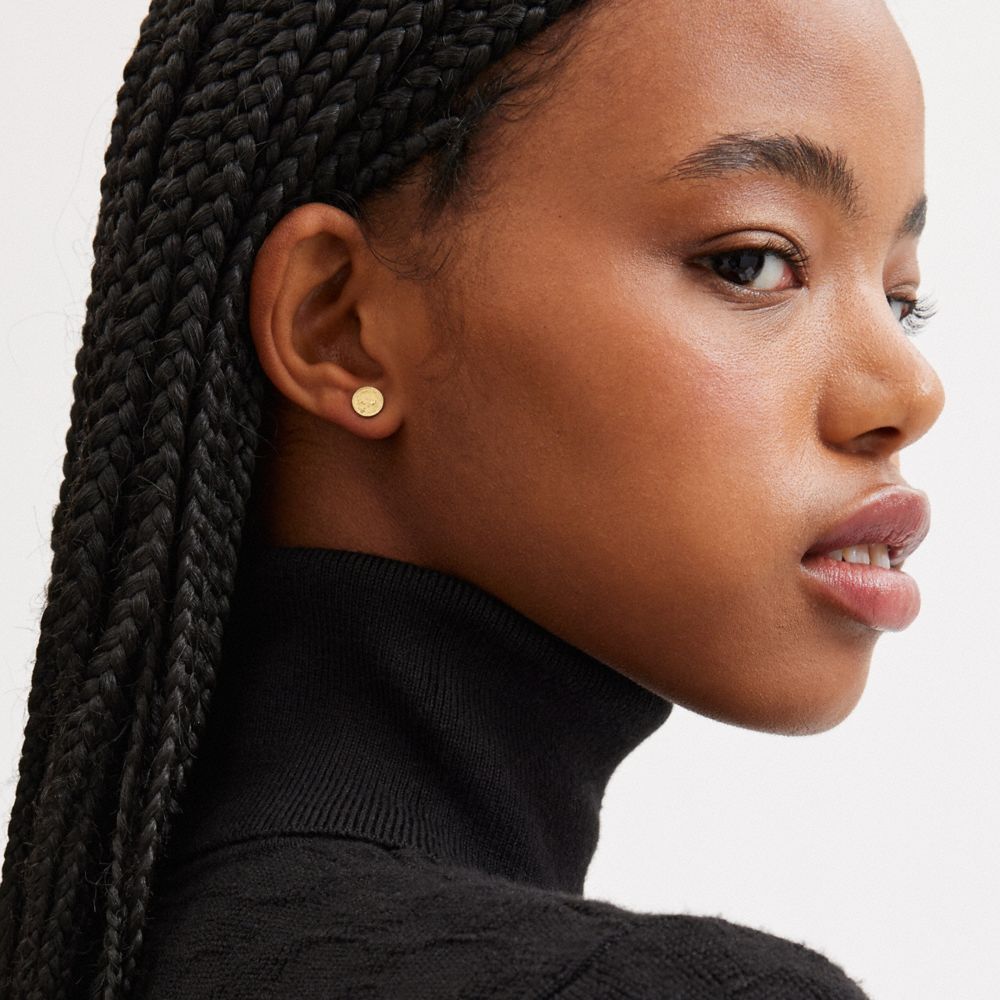 Coach 14 K Gold Coin Single Stud Earring Gold | COH866109