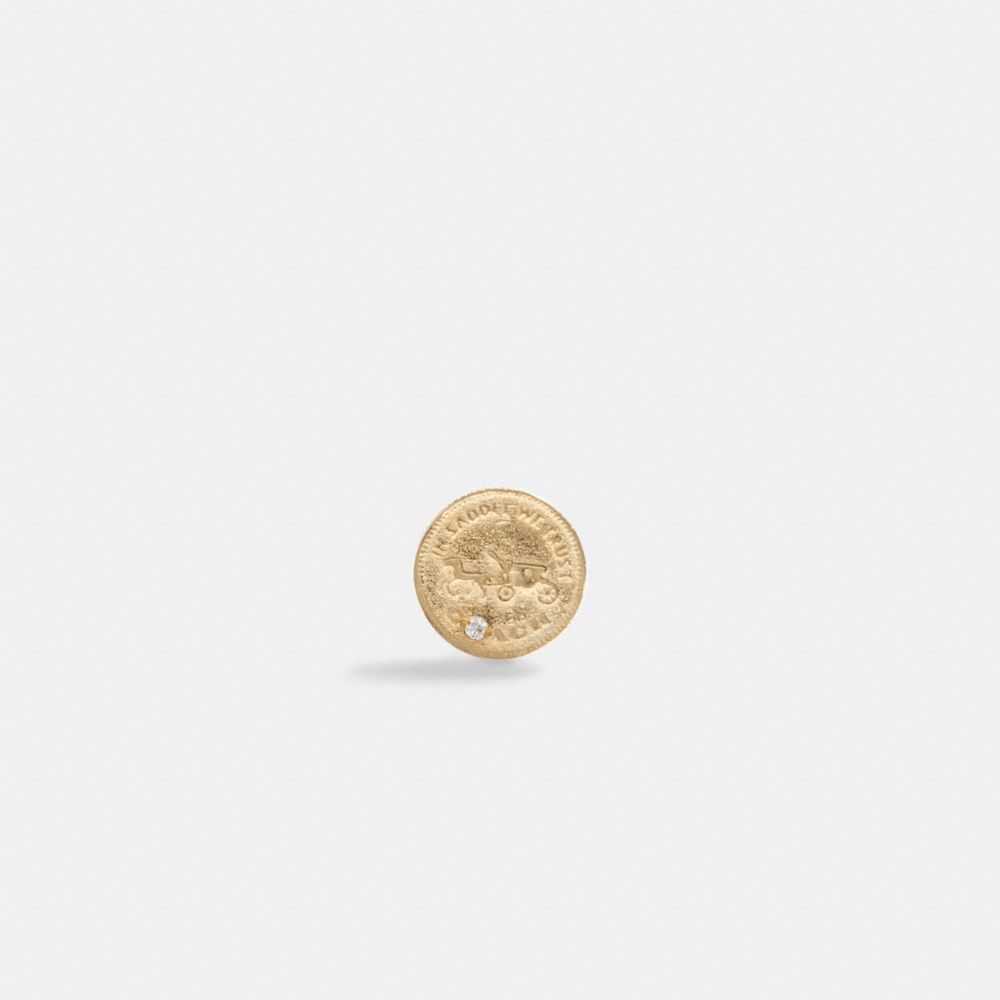 Coach 14 K Gold Coin Single Stud Earring Gold | COH866109