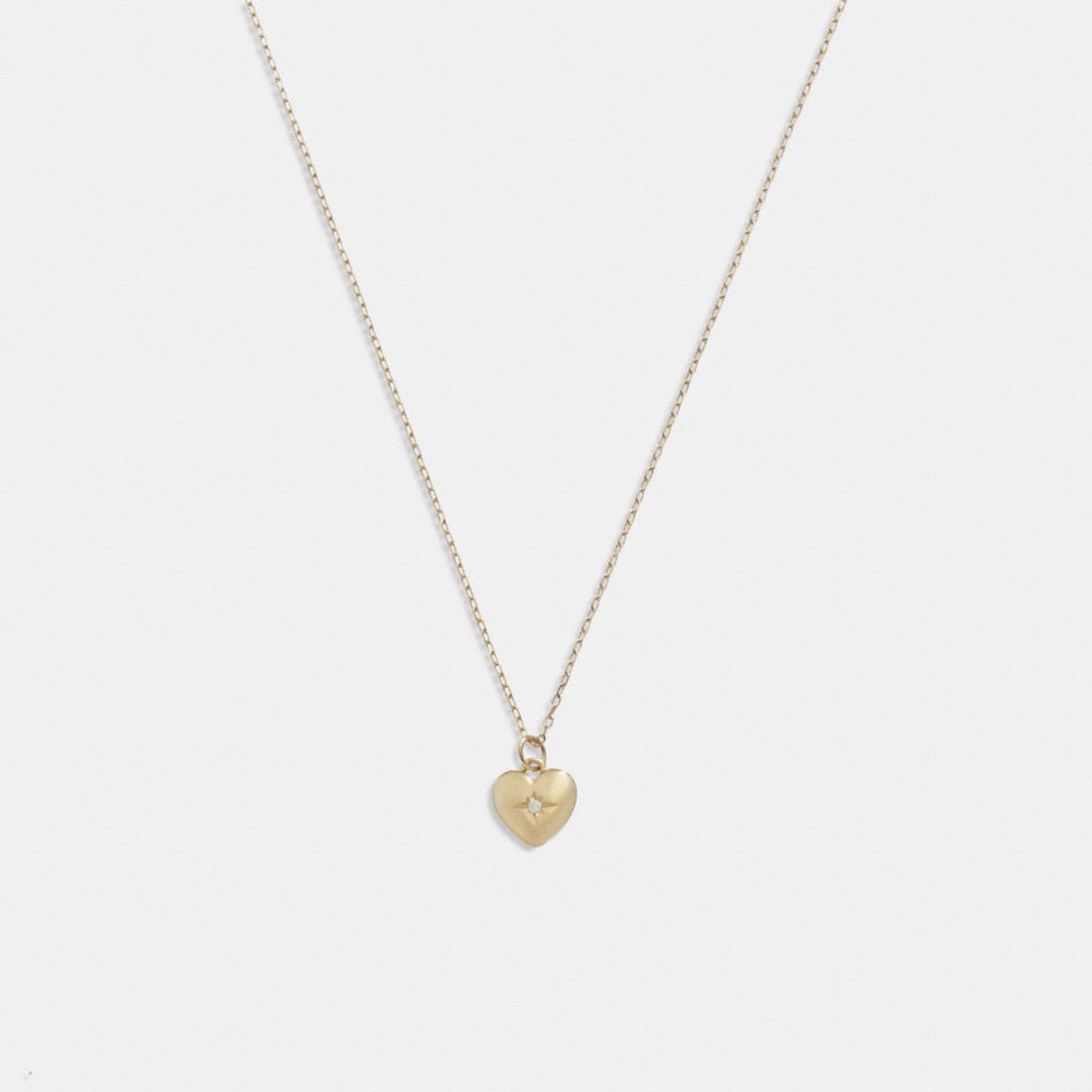 Coach 14 K Gold Heart Pendant Necklace Gold | COH866120