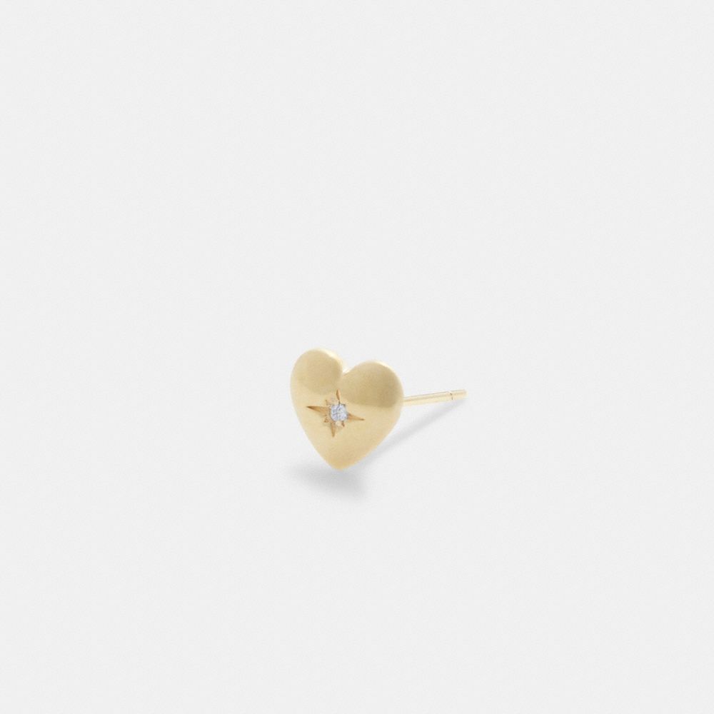 Coach 14 K Gold Heart Single Stud Earring Gold | COH866105