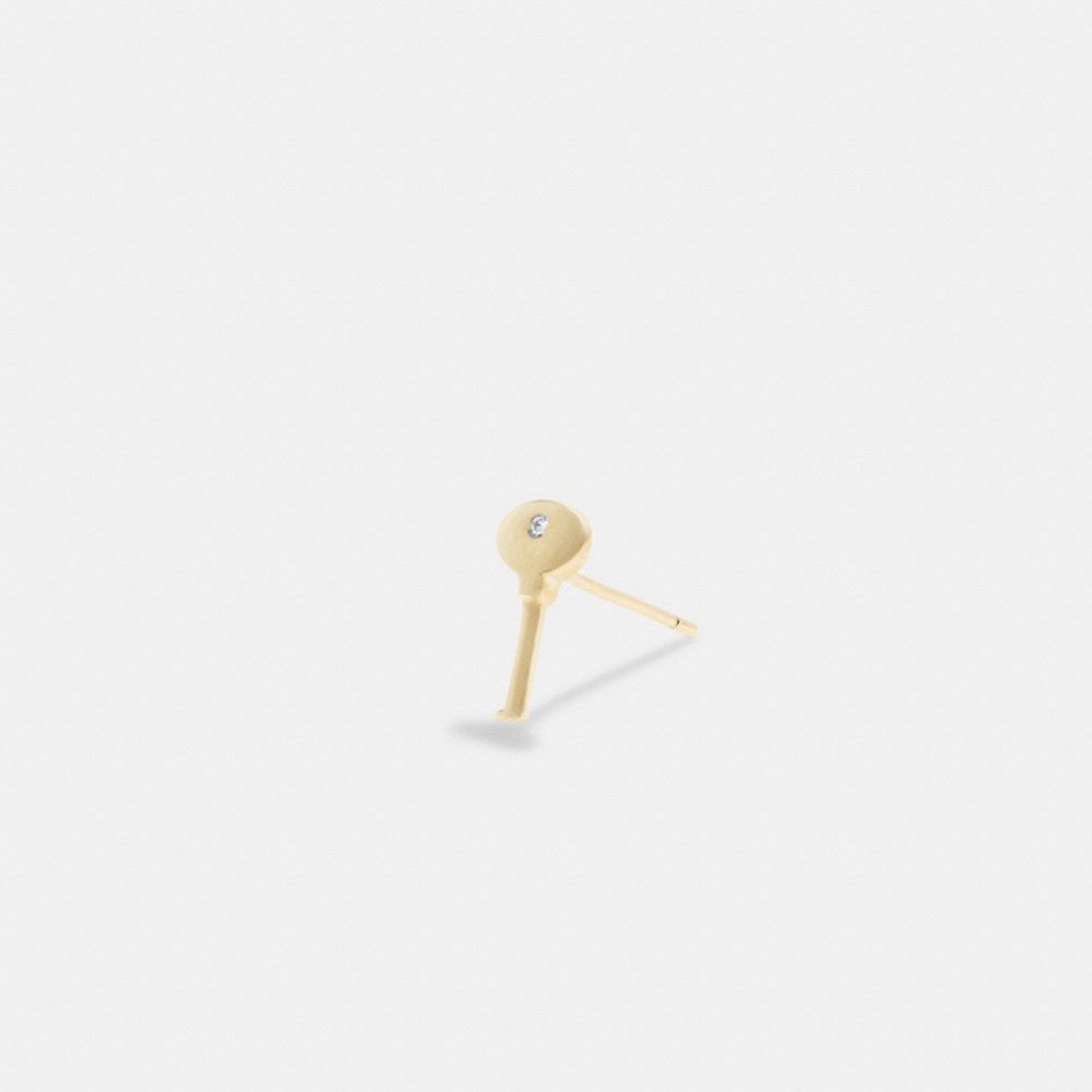 Coach 14 K Gold Key Single Stud Earring Gold | COH866104