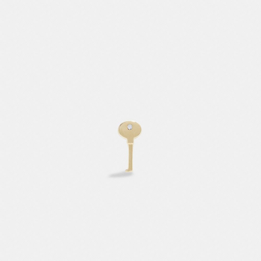 Coach 14 K Gold Key Single Stud Earring Gold | COH866104
