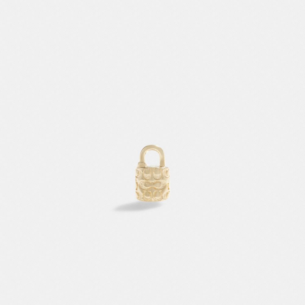 Coach 14 K Gold Quilted Signature Padlock Single Stud Earring Gold | COH866102