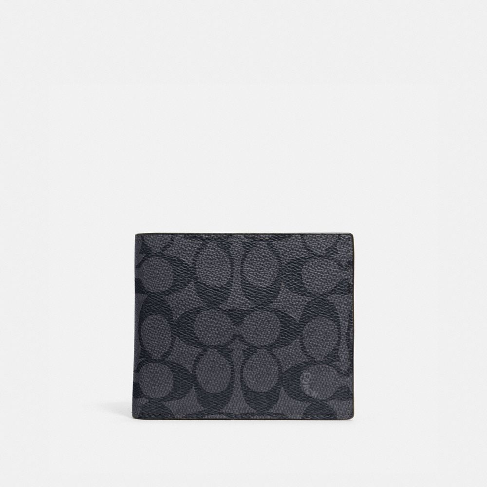 Coach 3 In 1 Wallet In Signature Canvas Signature Coated Canvas/Smooth Leather/Charcoal/Black | COH866717