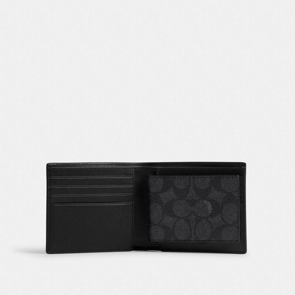 Coach 3 In 1 Wallet In Signature Canvas With Graphic Signature Coated Canvas/Leather/Charcoal Multi | COH866724