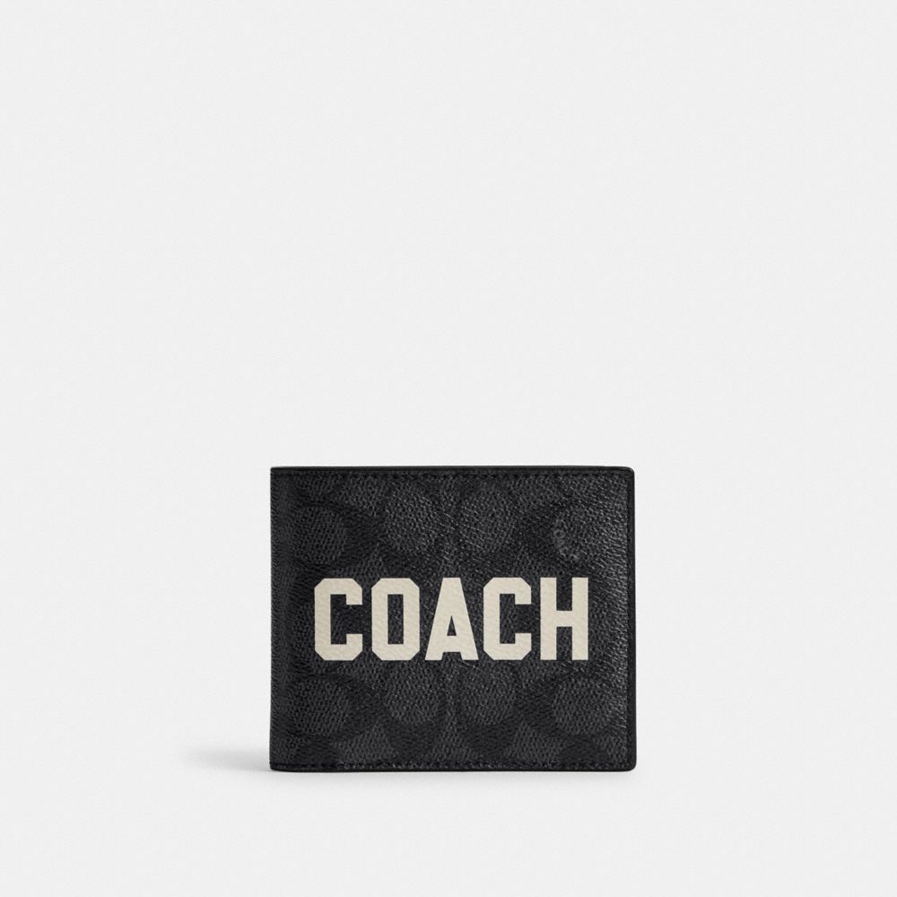 Coach 3 In 1 Wallet In Signature Canvas With Graphic Signature Coated Canvas/Leather/Charcoal Multi | COH866724