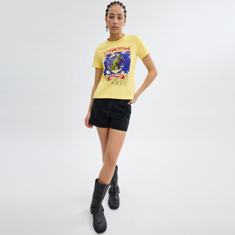 Coach 90's T Shirt In Organic Cotton Yellow | COH866014