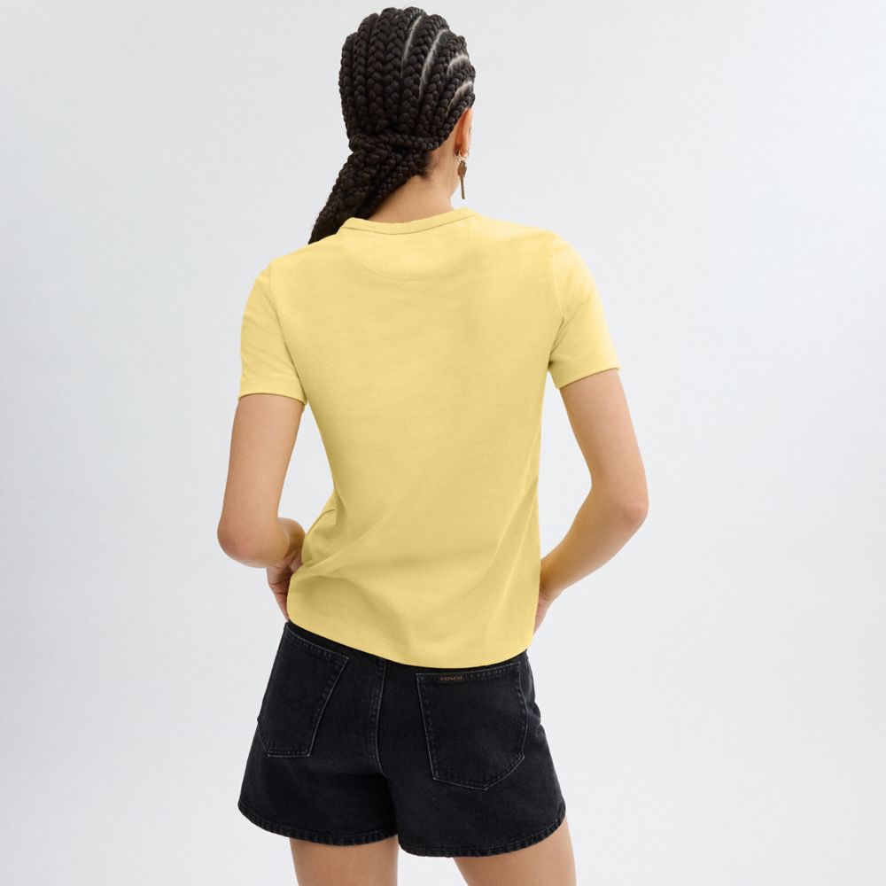 Coach 90's T Shirt In Organic Cotton Yellow | COH866014