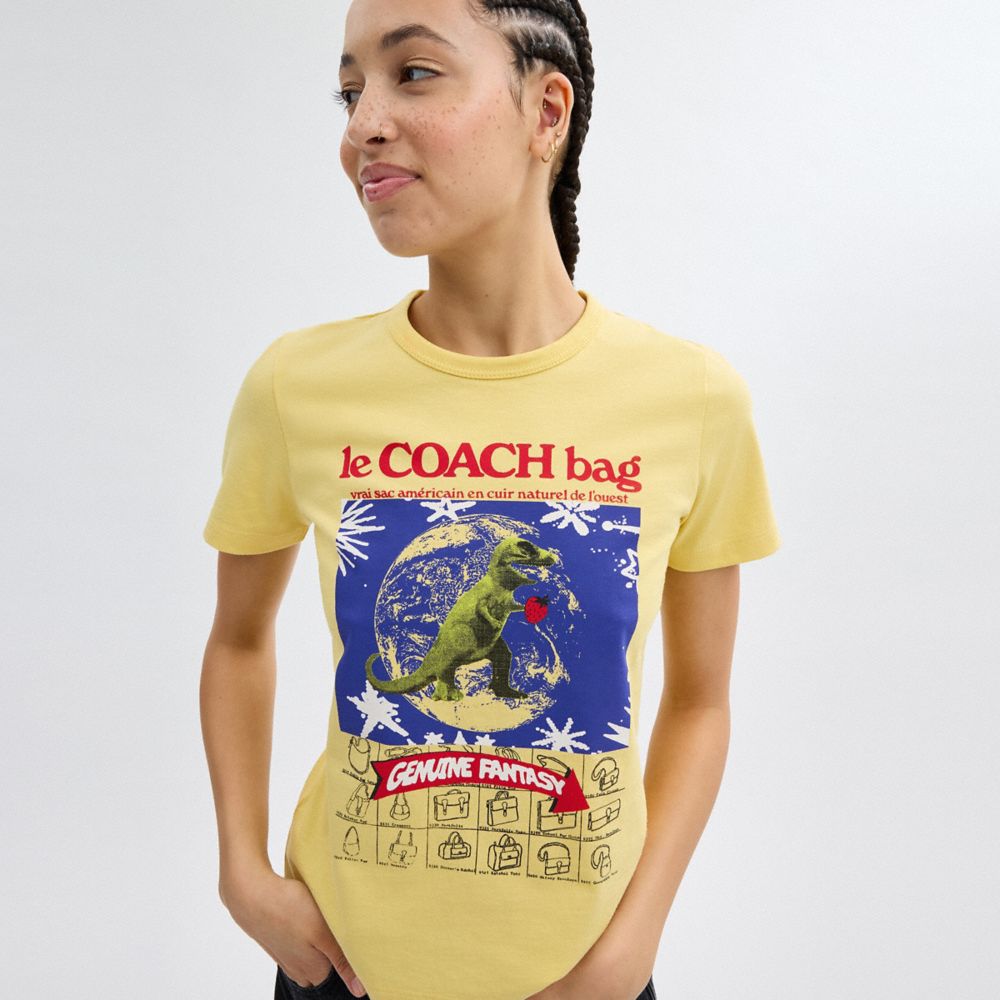 Coach 90's T Shirt In Organic Cotton Yellow | COH866014