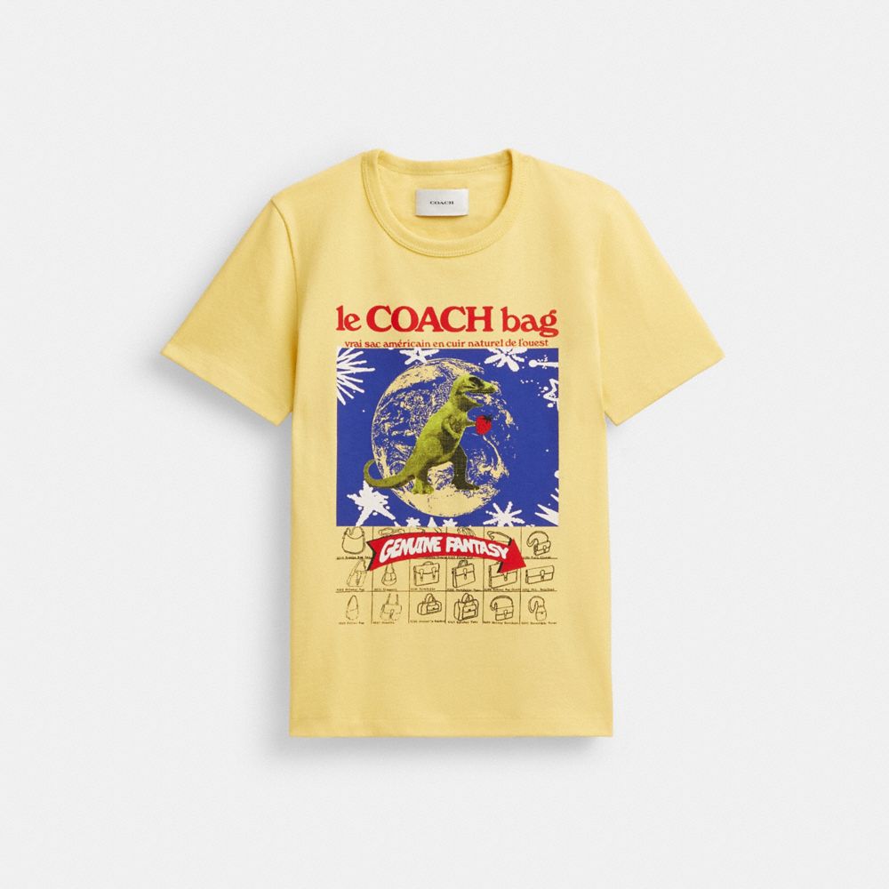 Coach 90's T Shirt In Organic Cotton Yellow | COH866014