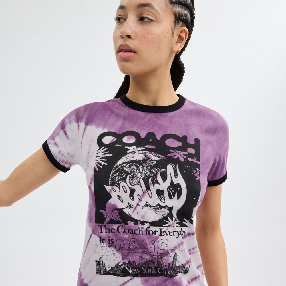 Coach 90's Tie Dye T Shirt In Organic Cotton Purple Multi | COH866010