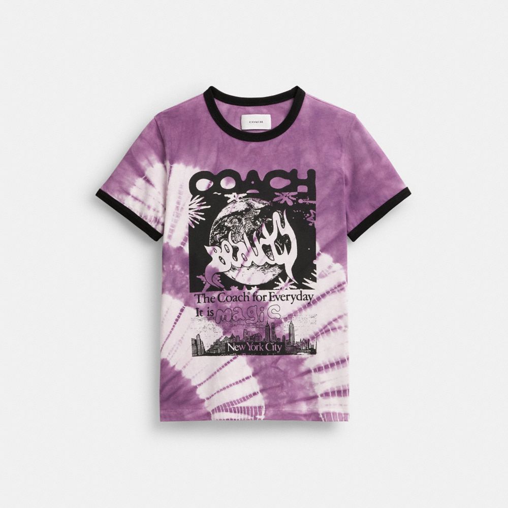 Coach 90's Tie Dye T Shirt In Organic Cotton Purple Multi | COH866010