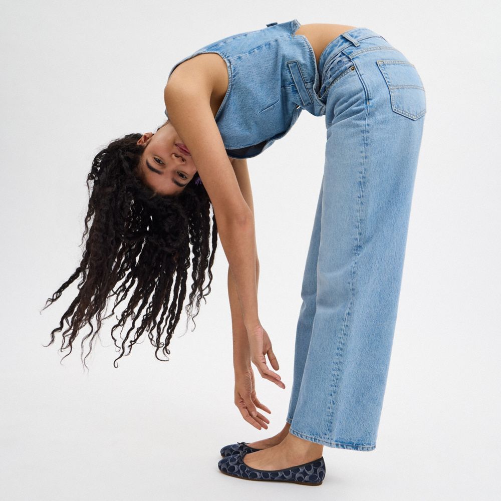 Coach Abigail Flat In Signature Denim Blue Denim | COH865793
