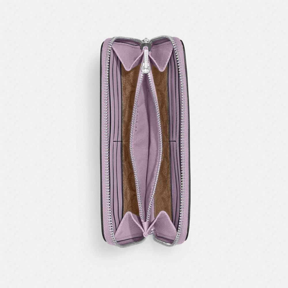 Coach Accordion Wallet With Signature Canvas Interior Soft Purple | COH865493