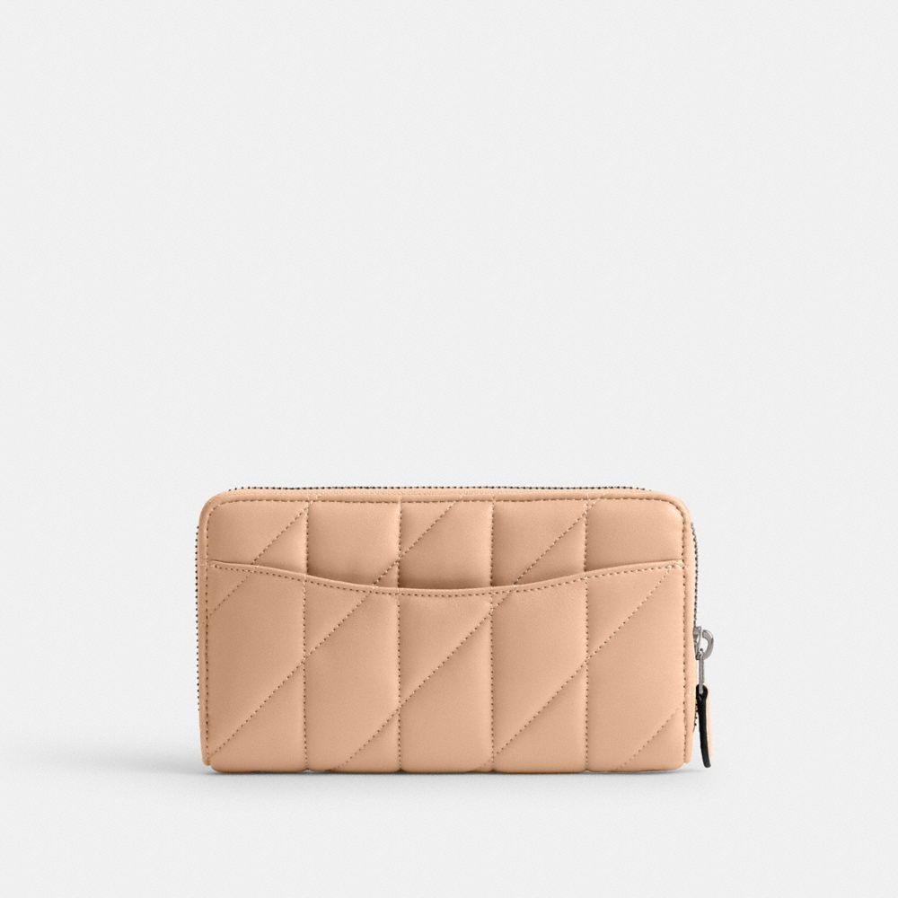 Coach Accordion Zip Wallet With Pillow Quilting Nappa Leather/Silver/Buff | COH865519