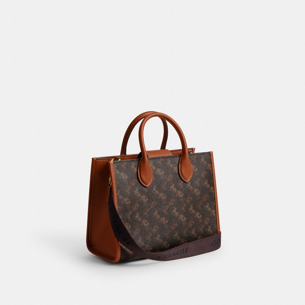 Coach Ace Tote Bag 26 With Horse And Carriage Print Brass/Truffle Burnished Amber | COH865088