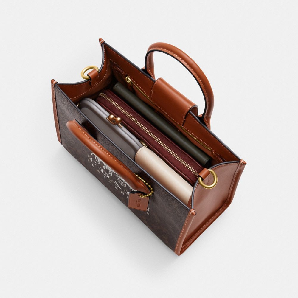 Coach Ace Tote Bag 26 With Horse And Carriage Print Brass/Truffle Burnished Amber | COH865088