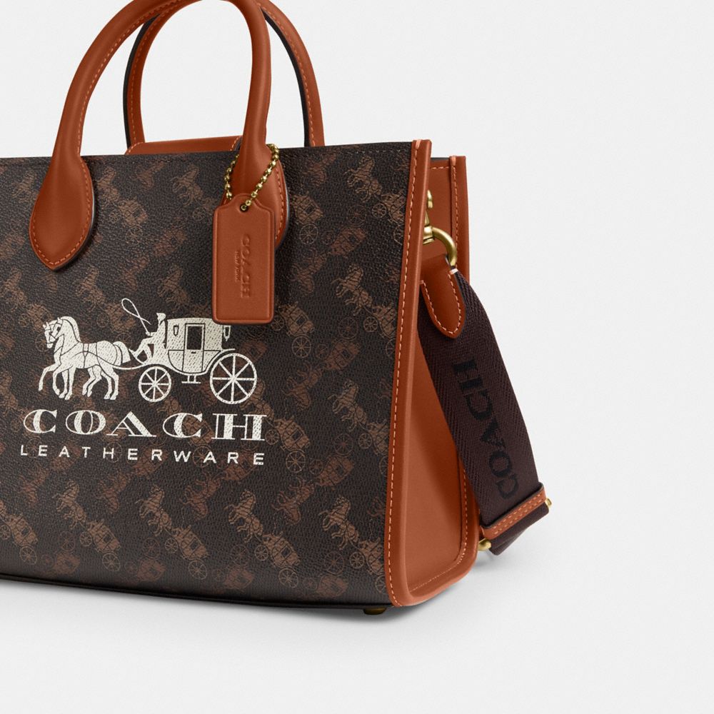 Coach Ace Tote Bag 26 With Horse And Carriage Print Brass/Truffle Burnished Amber | COH865088