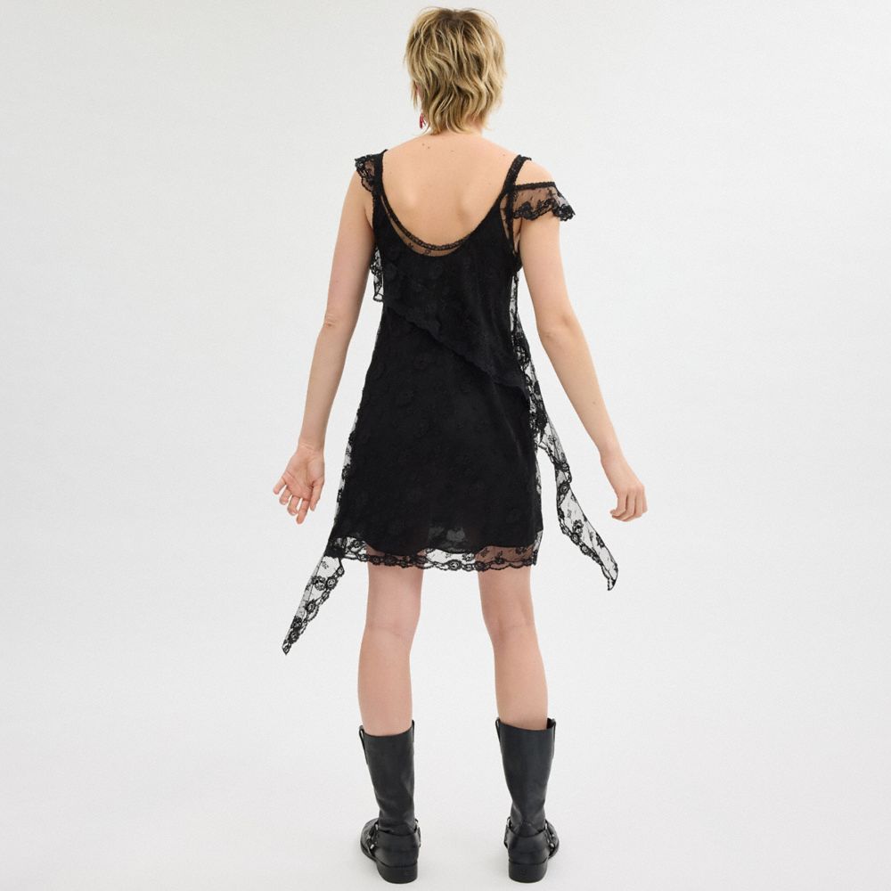 Coach All Over Lace Mini Dress Black | COH866058
