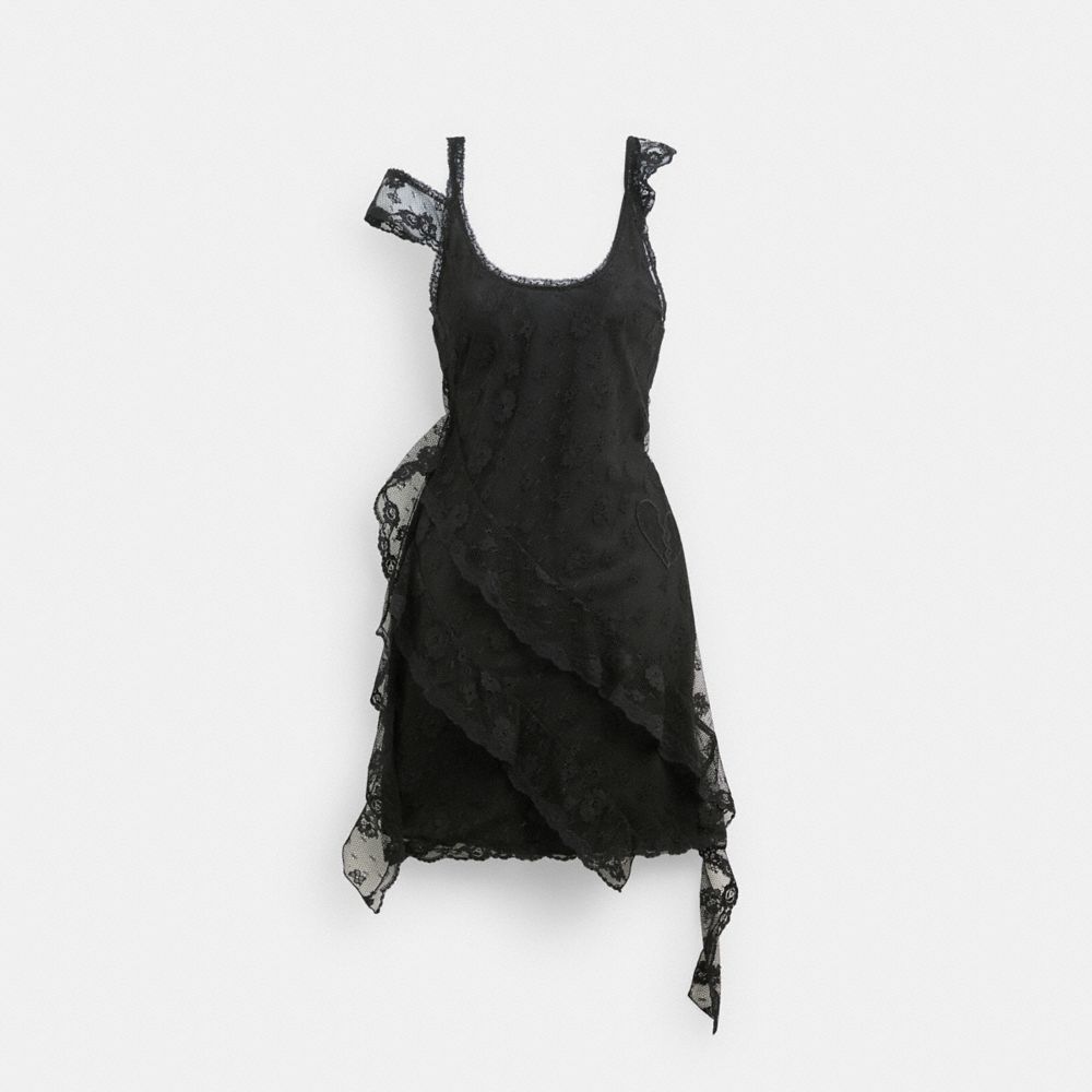 Coach All Over Lace Mini Dress Black | COH866058