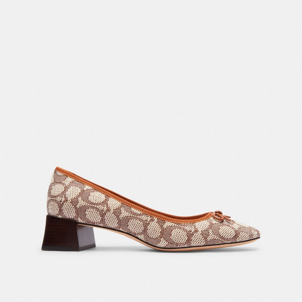 Coach Ava Ballet Pump In Signature Textile Jacquard Cocoa/Burnished Amber | COH865755