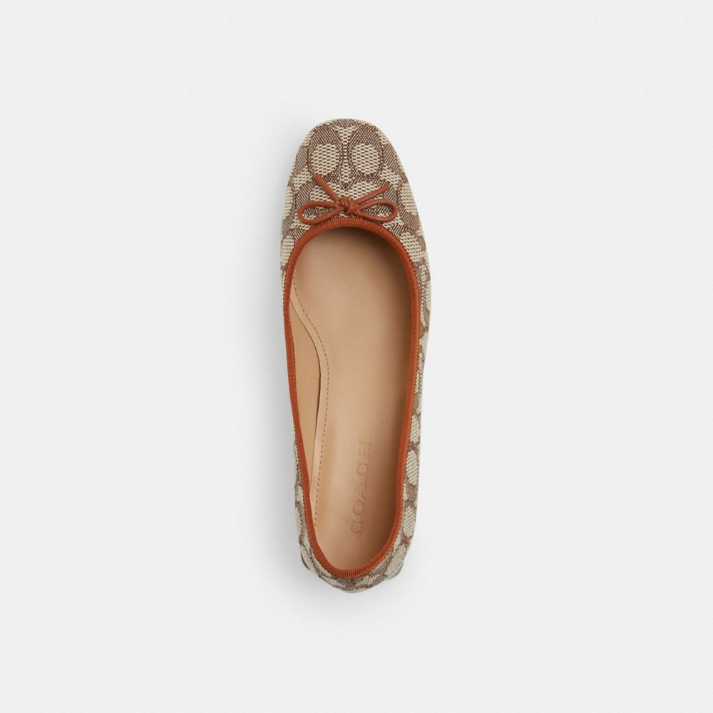 Coach Ava Ballet Pump In Signature Textile Jacquard Cocoa/Burnished Amber | COH865755
