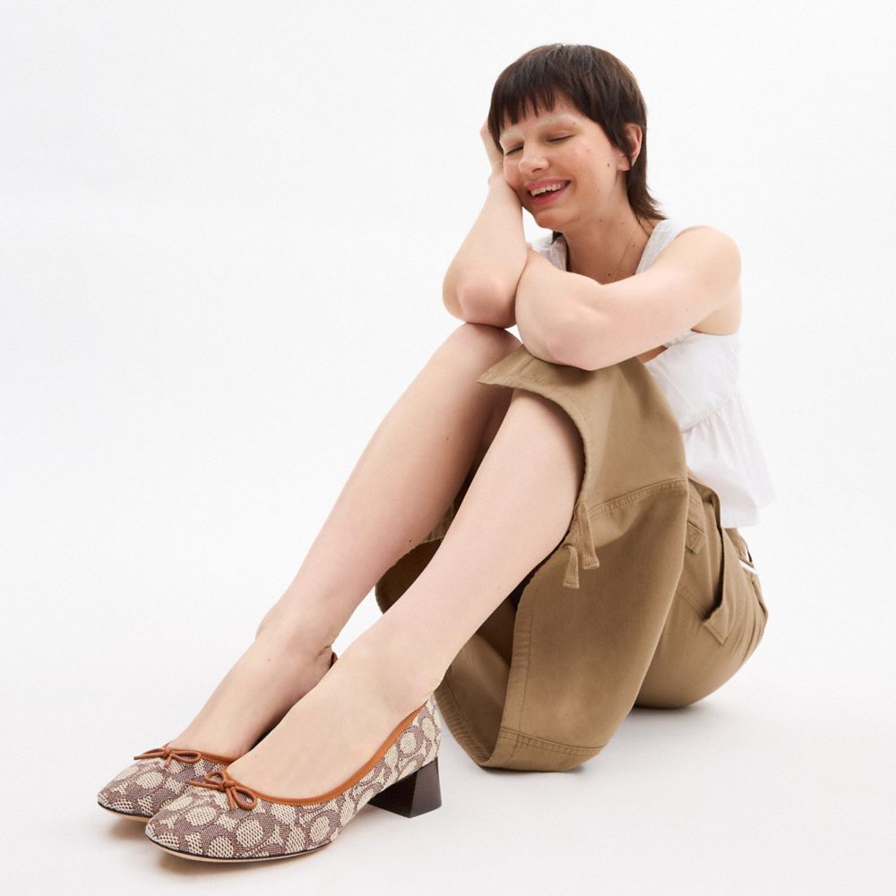 Coach Ava Ballet Pump In Signature Textile Jacquard Cocoa/Burnished Amber | COH865755