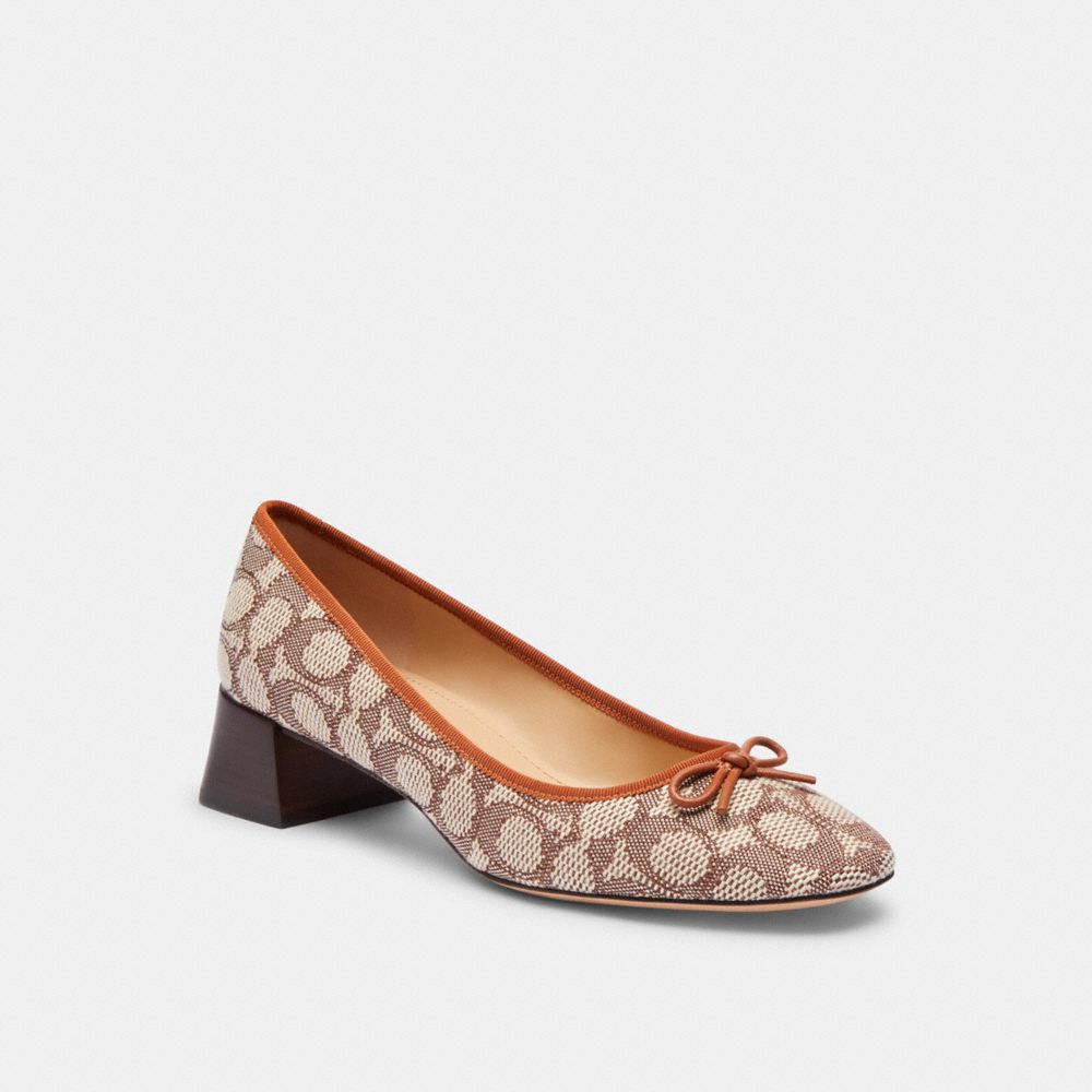 Coach Ava Ballet Pump In Signature Textile Jacquard Cocoa/Burnished Amber | COH865755