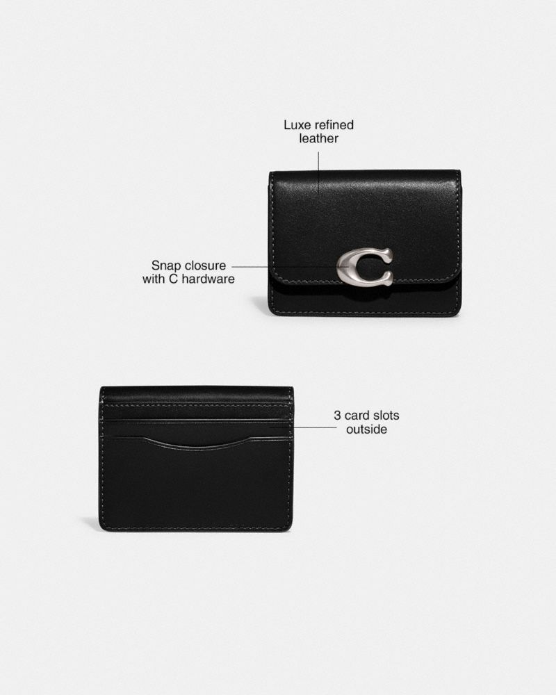 Coach Bandit Card Case Refined Calf Leather/Brass/Ivory | COH865672