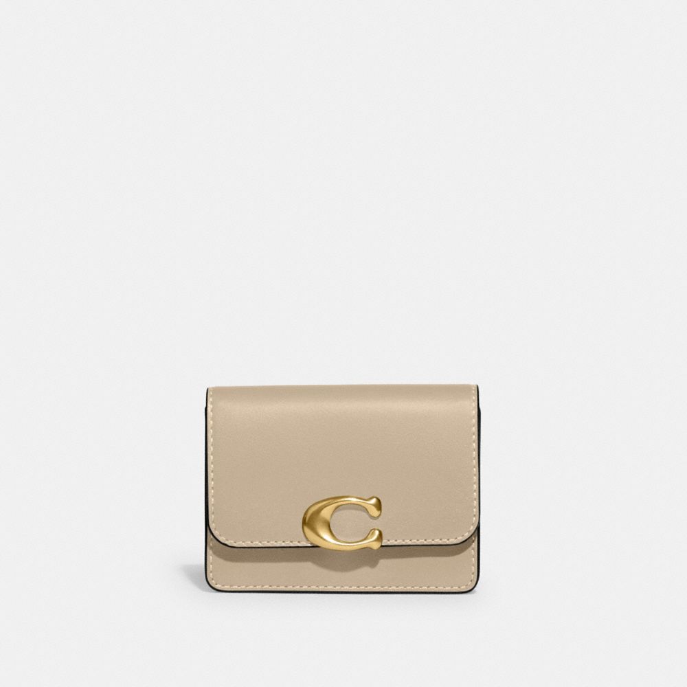 Coach Bandit Card Case Refined Calf Leather/Brass/Ivory | COH865672
