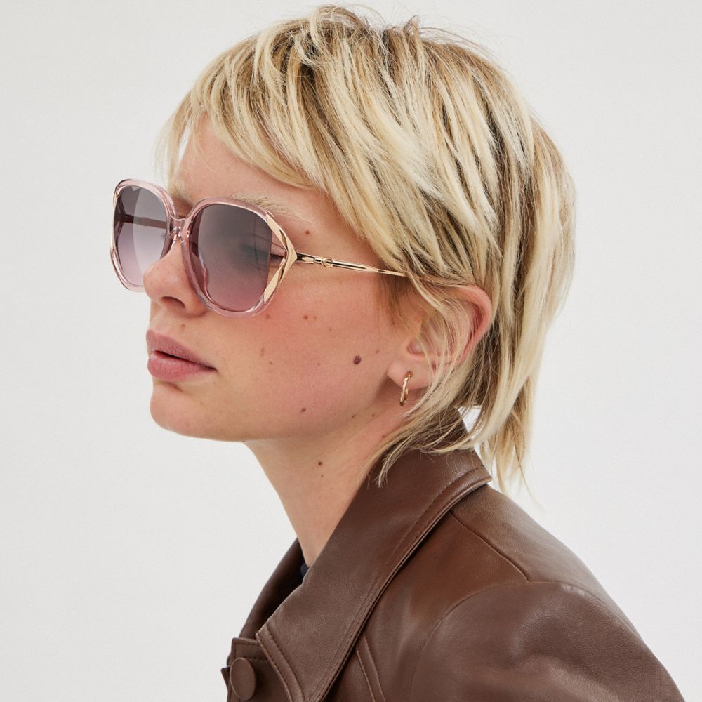 Coach Bandit Oversized Square Sunglasses Pink/Rose Gold | COH866329