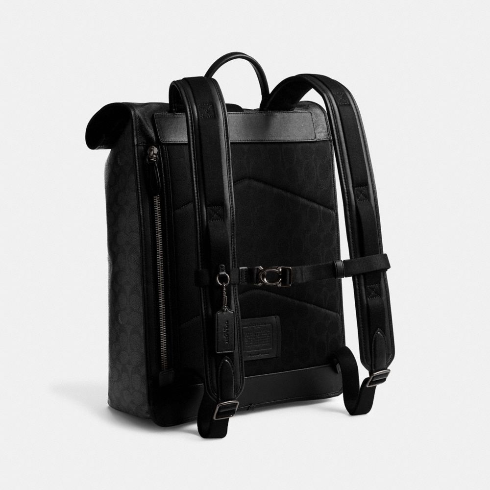 Coach Beck Roll Top Backpack In Signature Canvas Charcoal | COH866504