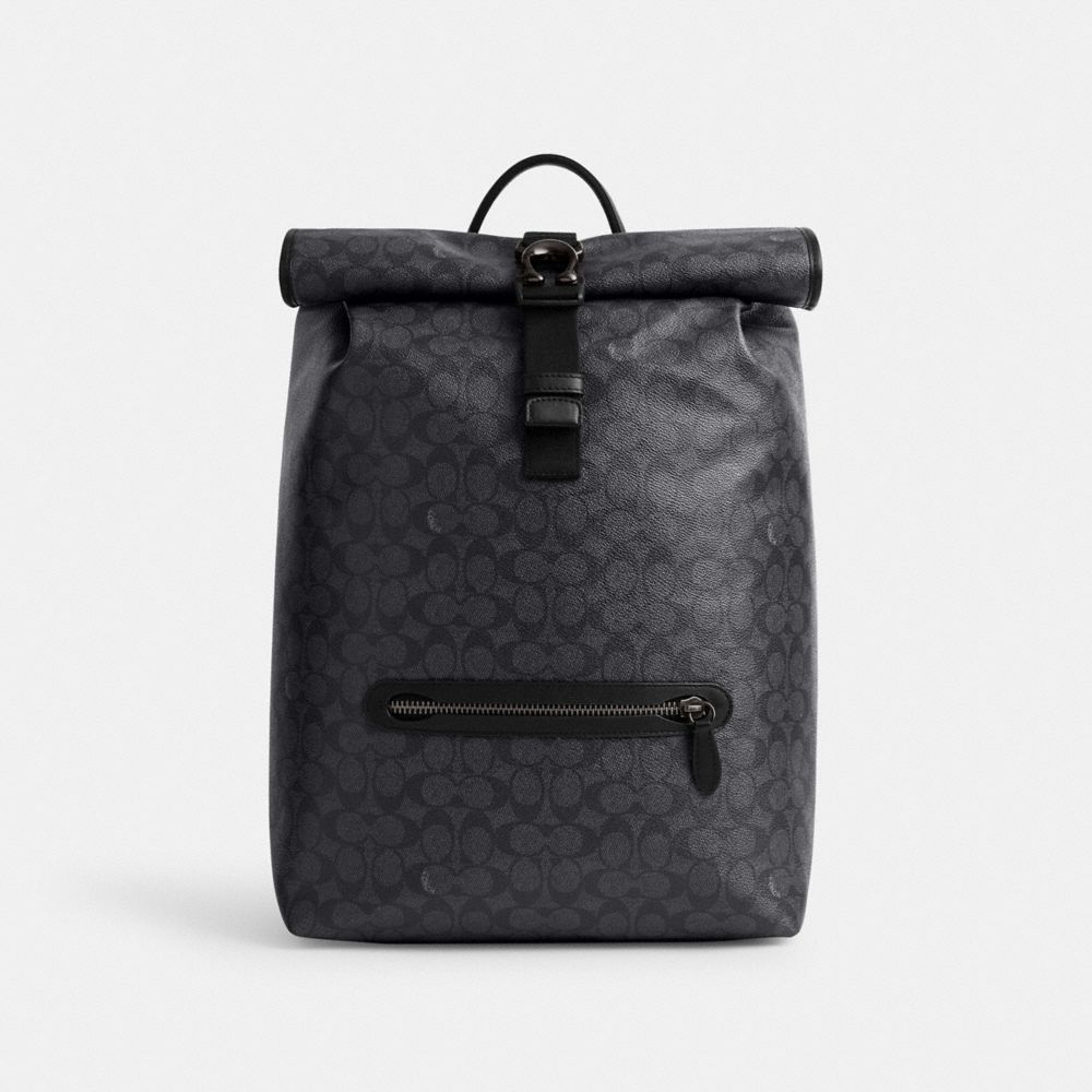 Coach Beck Roll Top Backpack In Signature Canvas Charcoal | COH866504