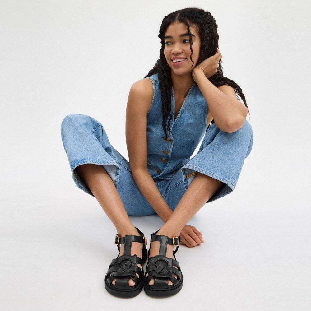 Coach Bella Fisherman Sandal Black | COH865900