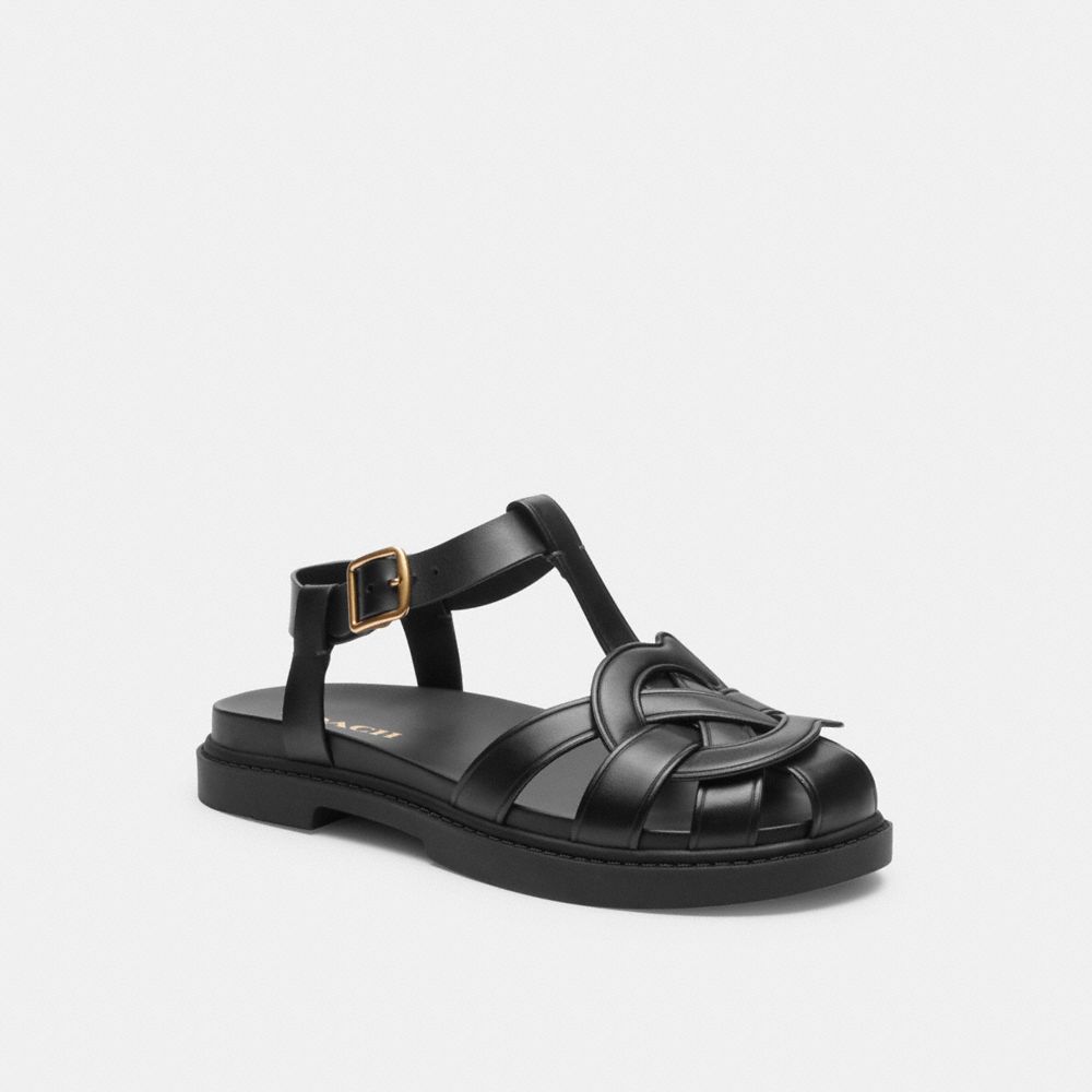 Coach Bella Fisherman Sandal Black | COH865900