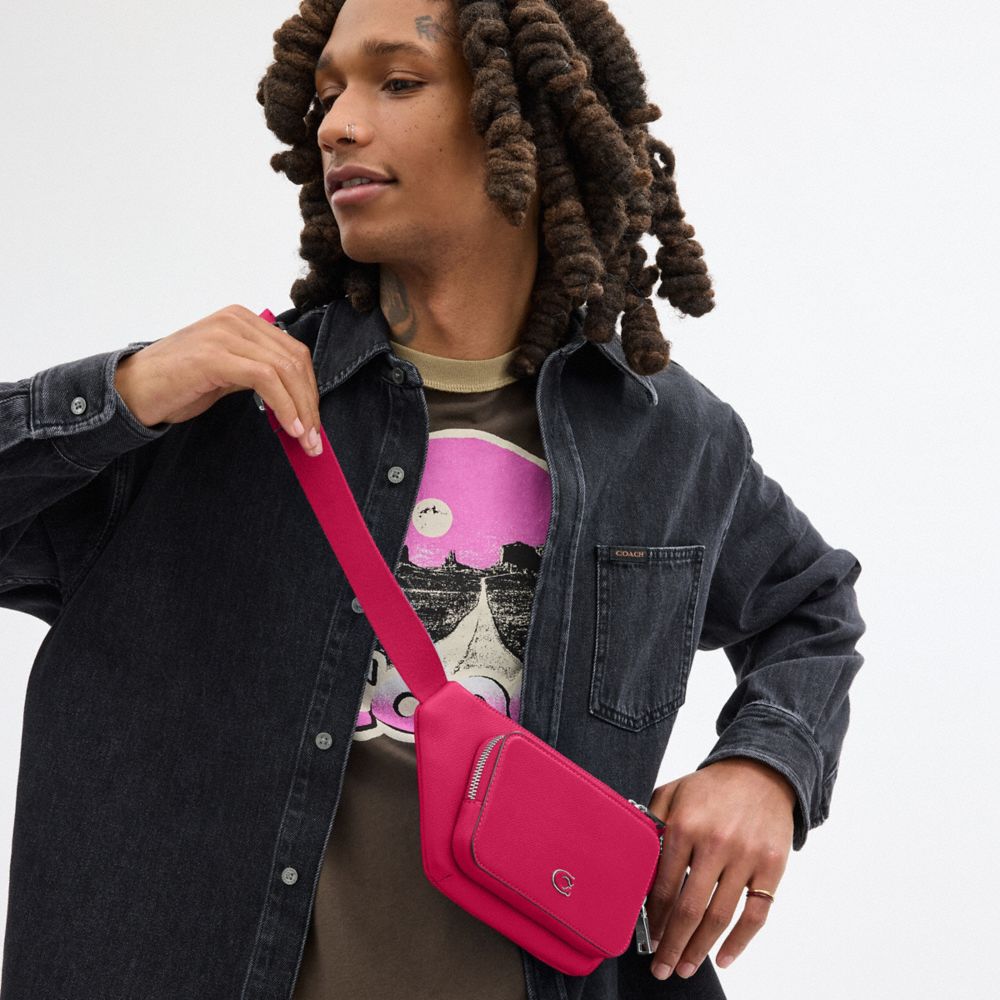 Coach Belt Bag With Signature Canvas Interior Detail Dragon Fruit | COH865189