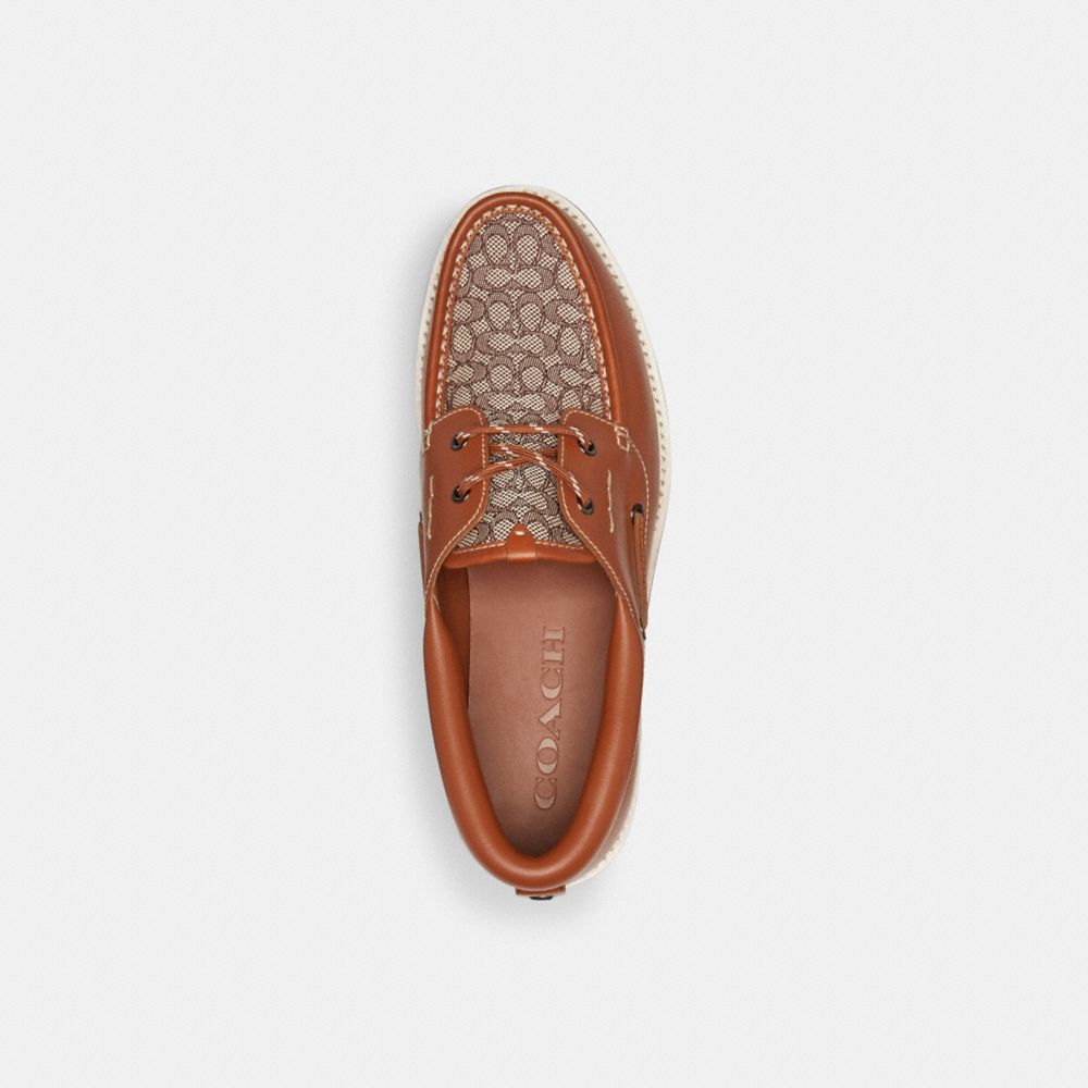 Coach Benson Boat Shoe In Signature Jacquard Burnished Amber | COH866830