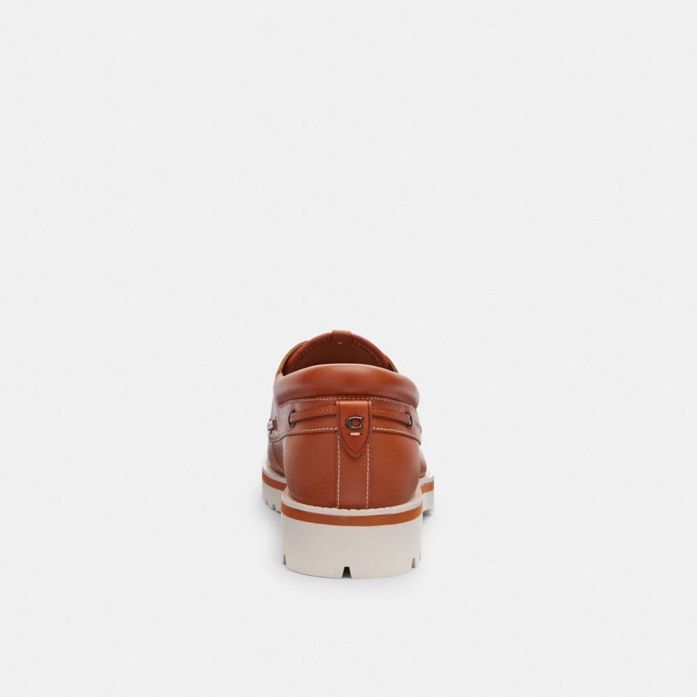 Coach Benson Boat Shoe In Signature Jacquard Burnished Amber | COH866830