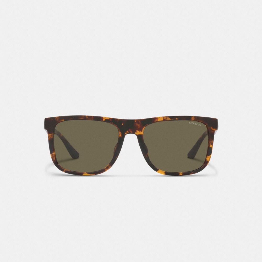 Coach Beveled Signature Flat Top Square Sunglasses Dark Tortoise | COH866339