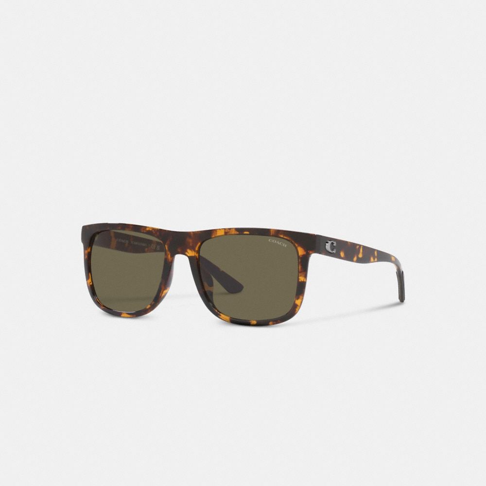 Coach Beveled Signature Flat Top Square Sunglasses Dark Tortoise | COH866339