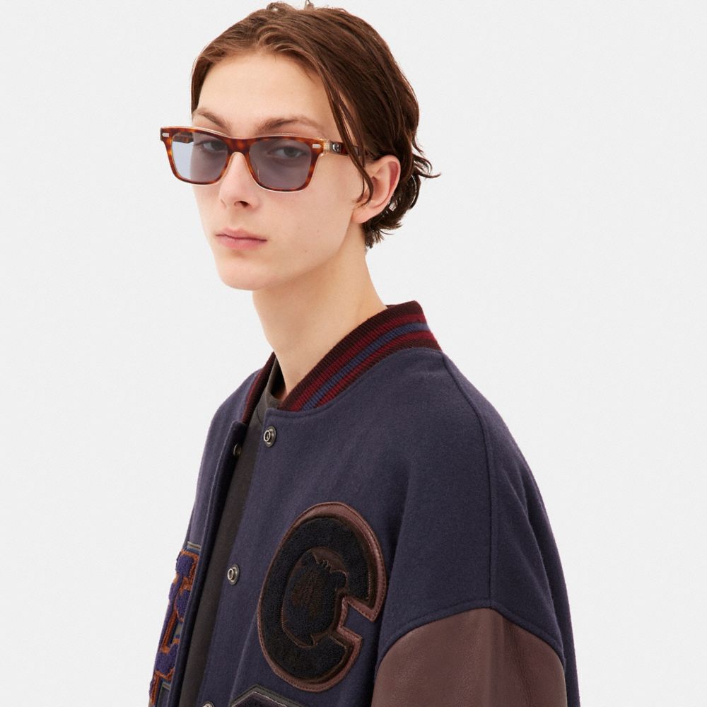 Coach Beveled Signature Square Sunglasses Tortoise/Blue | COH866366