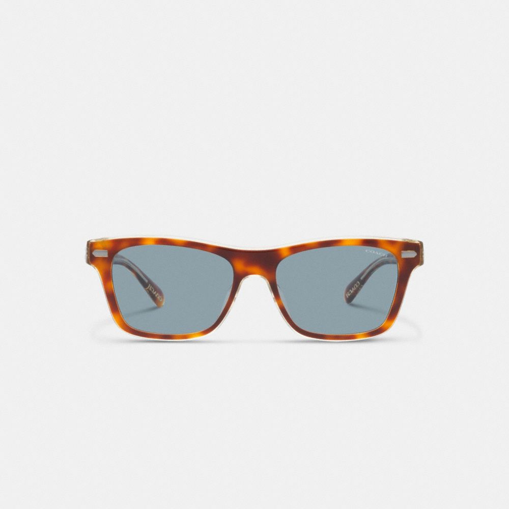 Coach Beveled Signature Square Sunglasses Tortoise/Blue | COH866366