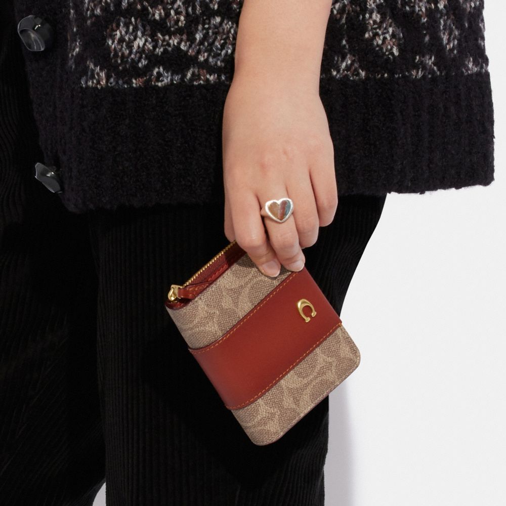 Coach Billfold Wallet In Colorblock Signature Canvas Signature Coated Canvas/Brass/Tan/Rust | COH865613