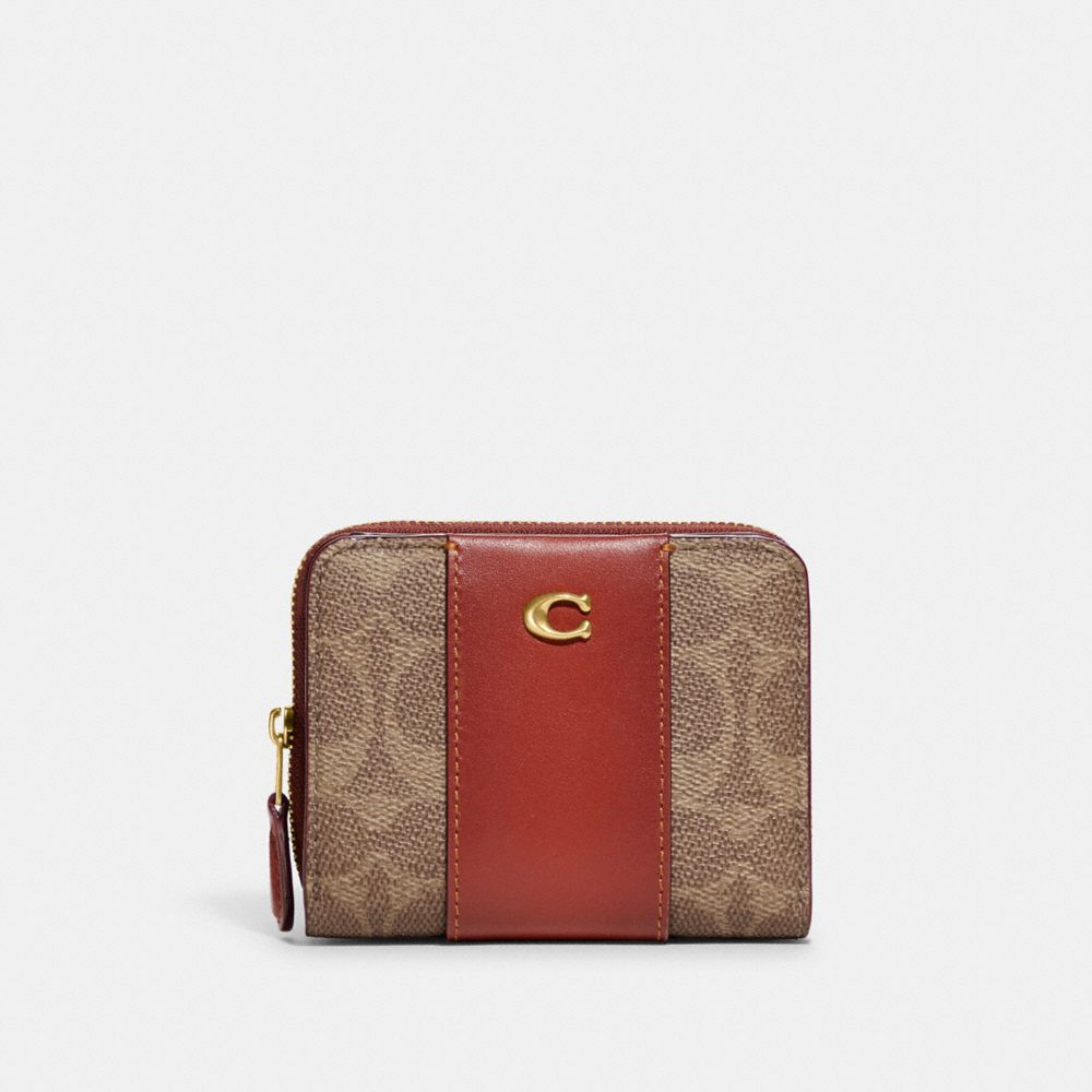Coach Billfold Wallet In Colorblock Signature Canvas Signature Coated Canvas/Brass/Tan/Rust | COH865613