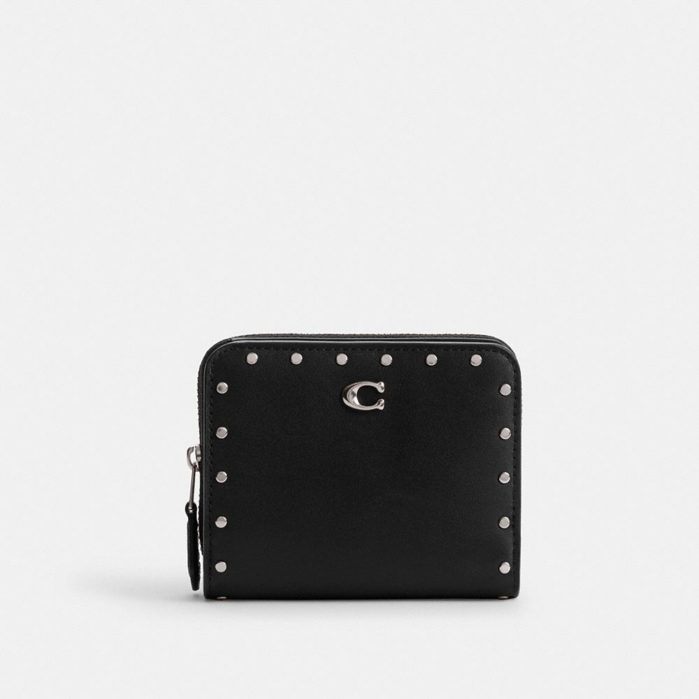 Coach Billfold Wallet With Rivets Silver/Black | COH865617
